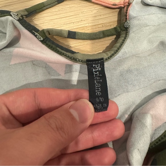 PIXIE LANE KIDS Sz 9/10 STAR/CAMOUFLAGE ONE PIECE ROMPER W DRAWSTRING GREAT COND - Picture 9 of 9